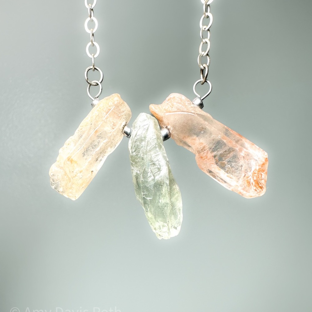 Triple Crystal Necklace Adjustable Chain New in Box